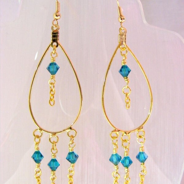 Blue Zircon Crystal Earrings