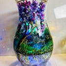 A hand painted and fired glass vase by Andrew Jenkins 