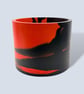 Large Round 15 cm Red and Black Marbled Plant Pot for Houseplants