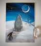 Midwinter Night Greetings Card Pagan,Wiccan,Hare,Christmas,Yule,winter ...