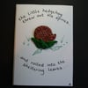 Spring Sale ... Handcrafted hedgehog card by Ann Galvin A5 5"x7"