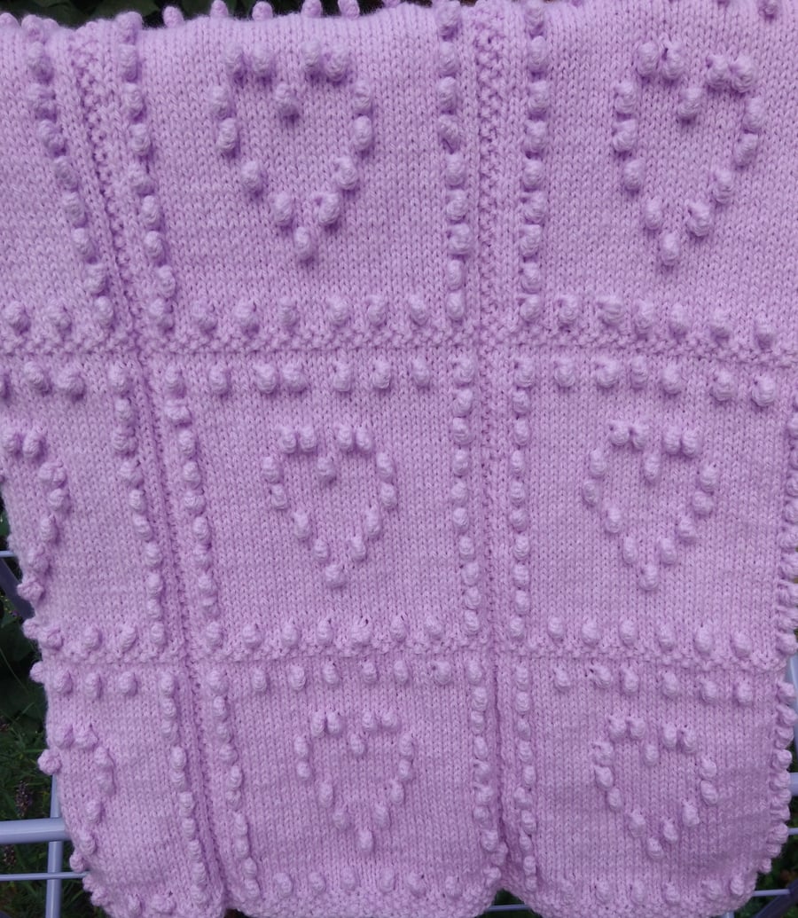 Lilac hearts baby blanket 