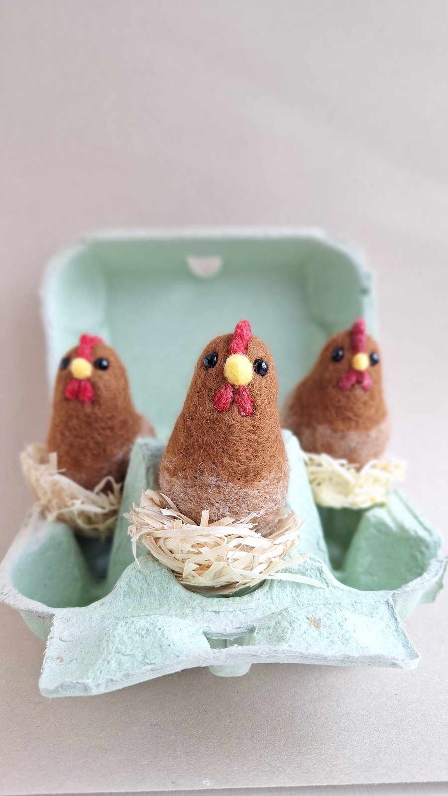 Felted Chickens - Brown