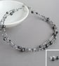 Dark Grey Multi Strand Necklace - Charcoal Jewellery - Black Pearl and Crystal - Image 4