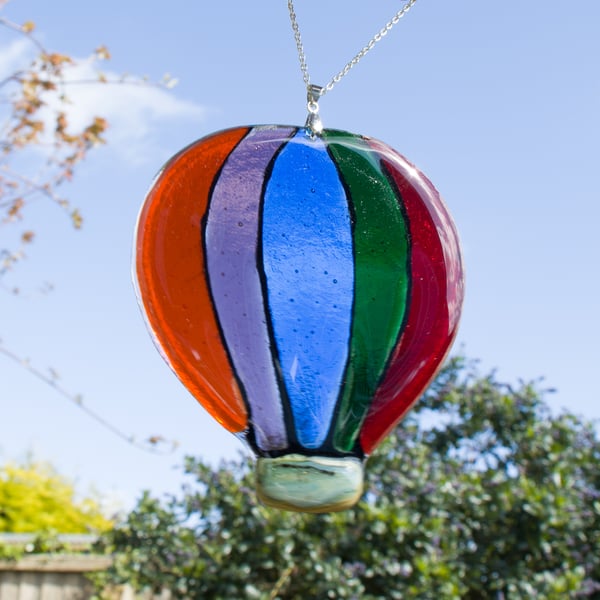 Multi-Coloured Hot Air Balloon Hanger in Fused Glass - 6161
