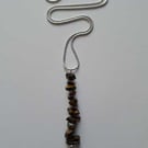 Tigers Eye stones pendent on 925 silver snake chain 18 inch 
