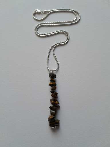 Tigers Eye stones pendant on 925 silver snake chain 18 inch 
