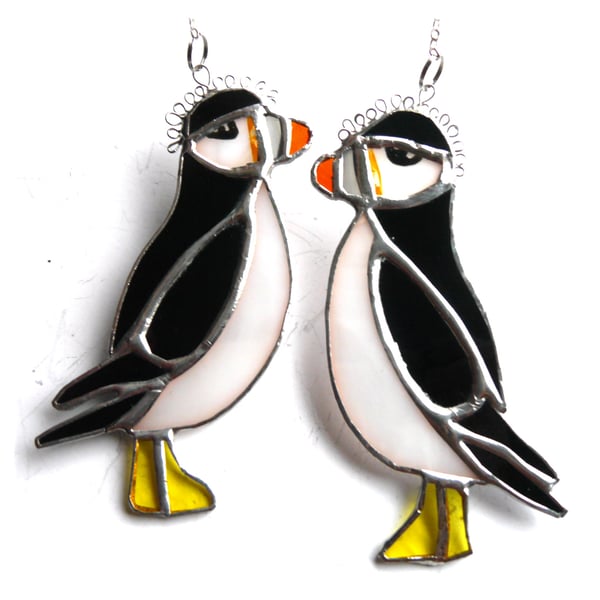 Puffin Bird Suncatcher Stained Glass Handmade British