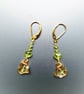 Gold Peridot Heart Earrings, Gold Heart Gemstone Drop Leverback Earrings - Image 8
