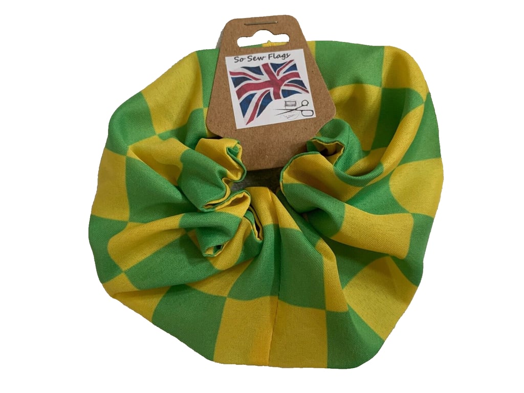 Green And Yellow Check Flag Hair Scrunchie Scrunchies Accessory Band Elastic