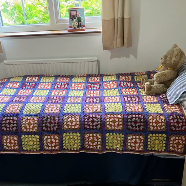 Crochet Autumn Single Bed Topper or Sofa Blanket