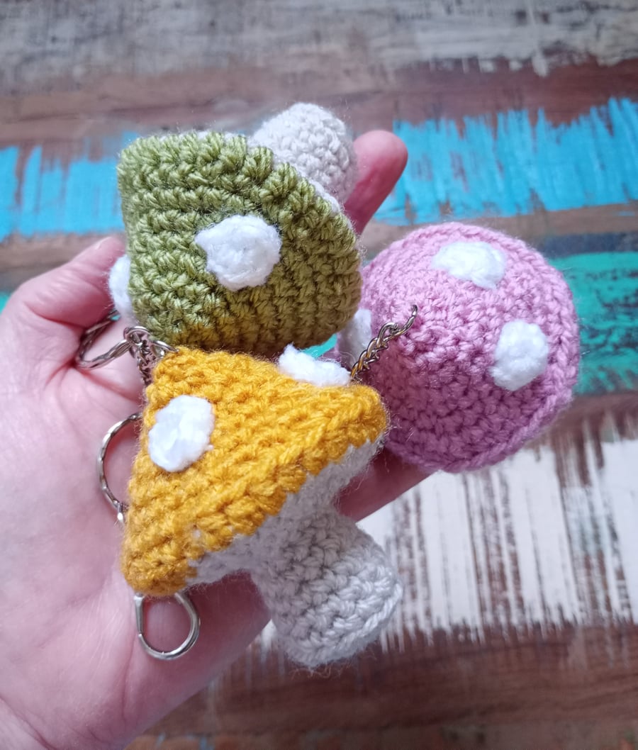 Crochet keyring toadstool