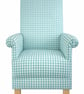 Aqua Gingham Fabric Adult Armchair Chair Checked Accent Duck Egg Nursery Small