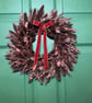 30cm Autumn Dried Wreath & Rust Velvet Ribbon – Fall Harvest Home Decor