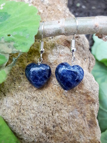 Gemstone Heart Earrings - Sodalite
