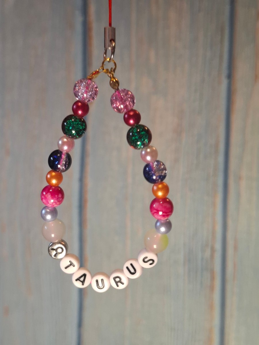 Taurus beaded phone charm