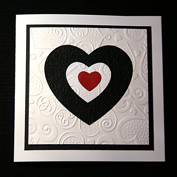 Tiny Red Heart - Handcrafted Valentines or Anniversary Card - dr16-0016
