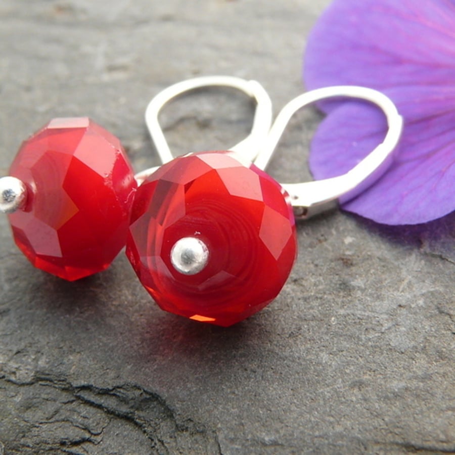 Crimson red handmade earrings