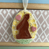 Pottery Easter Egg decoration with moongazing hare and hearts