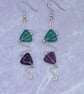 Wire zigzag earrings with fluorite stone triangles