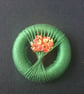 Vintage Style Dorset Button Posy Brooch, Jade Green with Tropical Flowers - Image 1