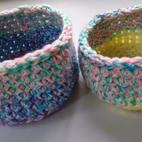 Crochet Nesting Baskets (Soft Pastels) - set of 2, so practical!