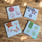 Handmade Greeting Card Set of 4. Mixed Occasion Cards with Metal Tags. 