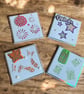 Handmade Greeting Card Set of 4. Mixed Occasion Cards with Metal Tags. 