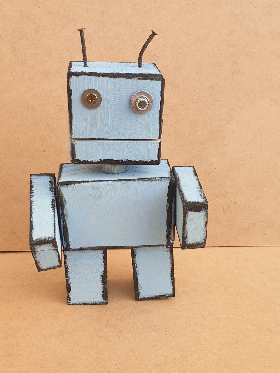 ScrapBots - Fat Steve. Ornamental Robot made from reclaimed Wood and fixings