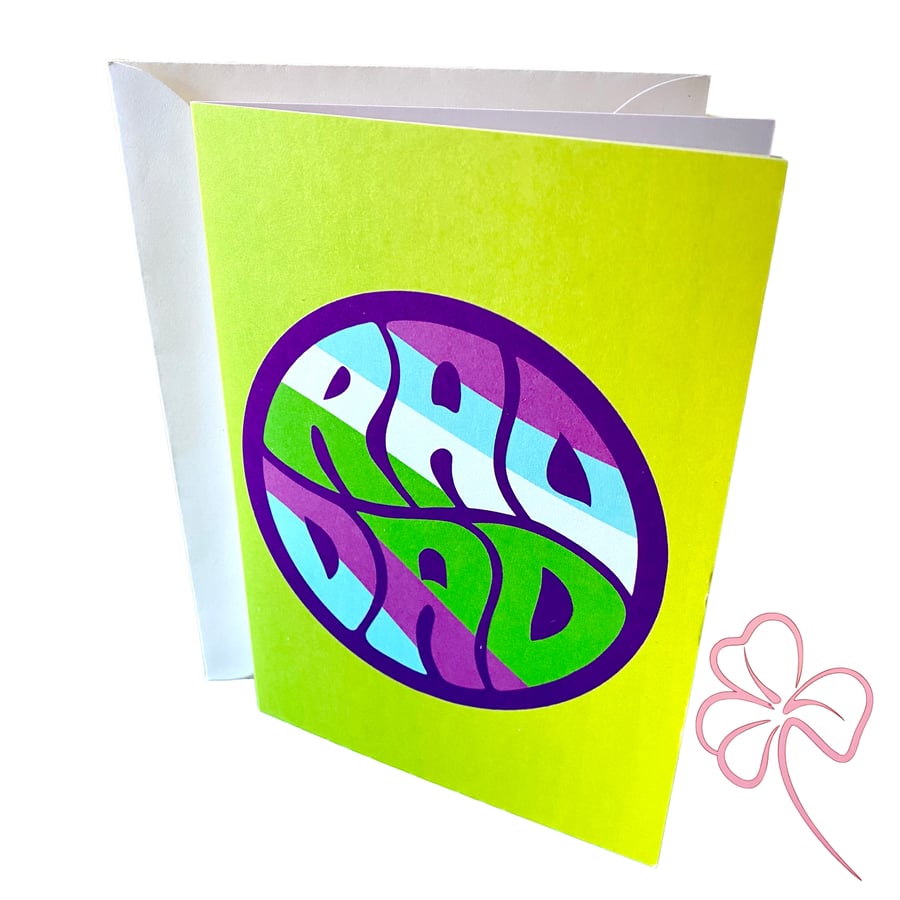 RAD DAD Father’s Day Card – A6 Psychedelic Greeting Card for Cool Dads 