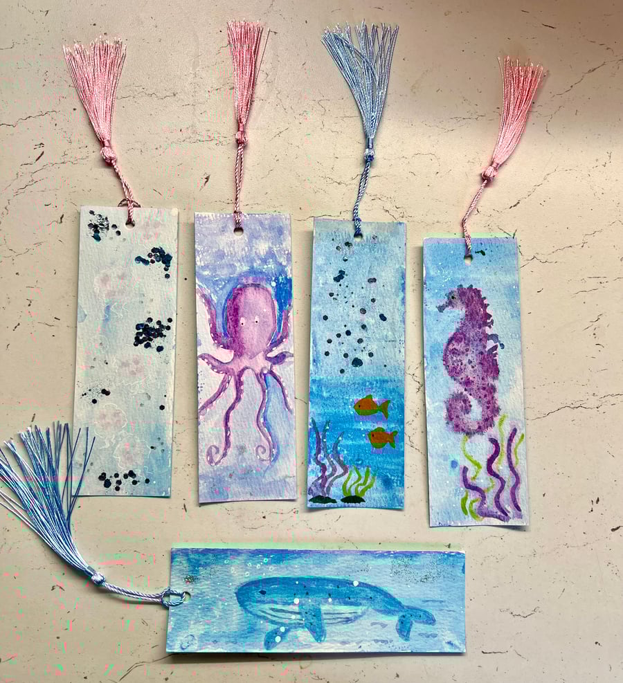 Marine Themed Hand-painted Bookmarks