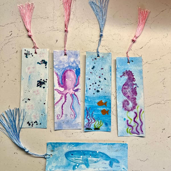 Marine Themed Hand-painted Bookmarks