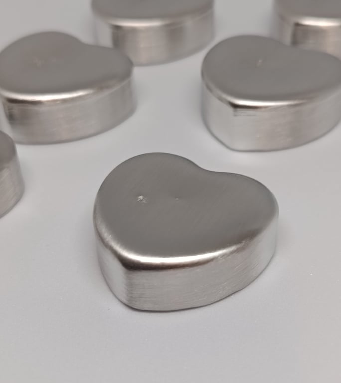 Lead-Free Pewter Heart Ingot 80g Minimum 95% Tin for Jewellery Making & Casting