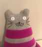 Grey and magenta  handknitted cat - Folksy Christmas 2026 - Image 6