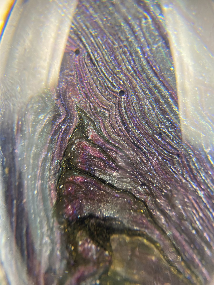 Purple black and gold pigments silver coloured pendant necklace 