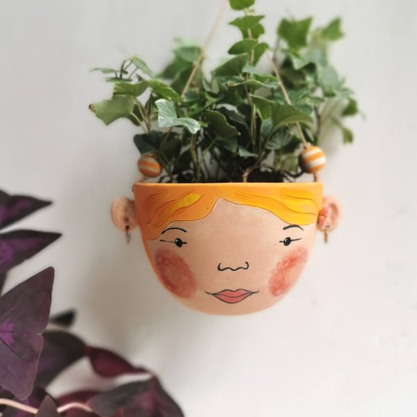 Indoor ceramic hanging planter-Spring colours-ceramic planter - ceramic pot