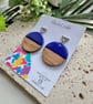 Blue and Walnut circle Earrings   - Image 8