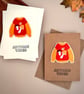 Embroidered Autumn sweater greeting card Thanksgiving seasonal wishes for family - Image 1