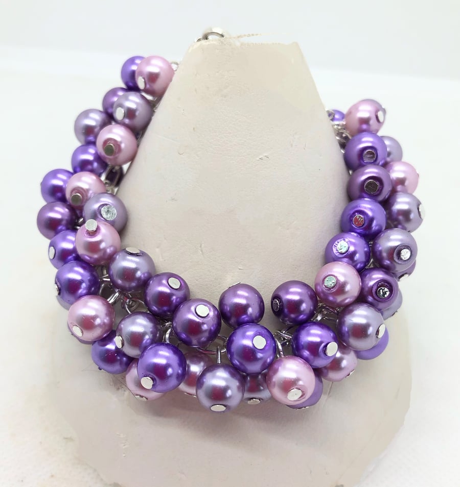 SALE OOAK Purple pink cluster bracelet