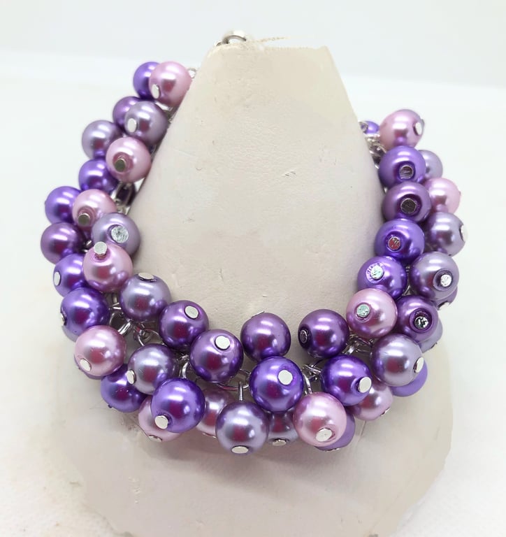 SALE OOAK Purple pink cluster bracelet