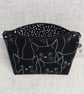 Black cats make up bag, zipped pouch, cosmetic bag - Image 3