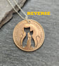 Upcycled penny coin pendant with two cats - Image 4