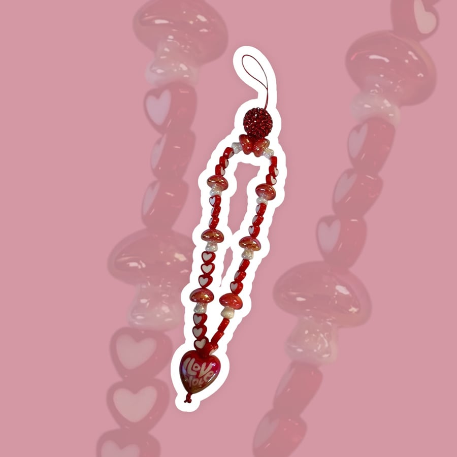 Love You Heart Phone Charm