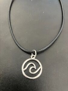 sea wave charm pendant on a 18" leather cord necklace