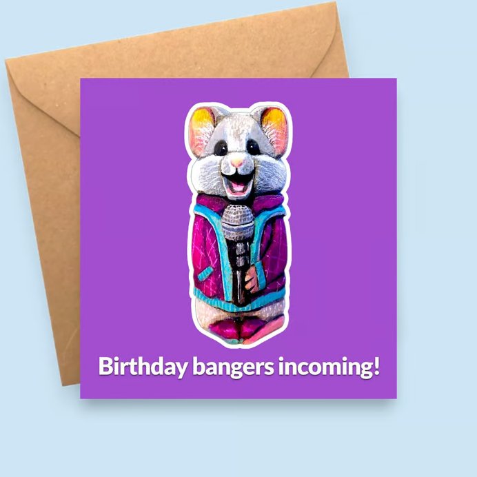 Mouse Birthday Card - Birthday Bangers Incoming - Funny Karaoke Greeting
