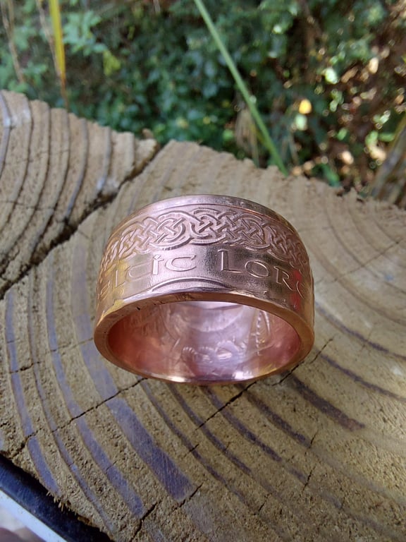 Celtic Lore pure 1oz copper coin ring W Plus Half