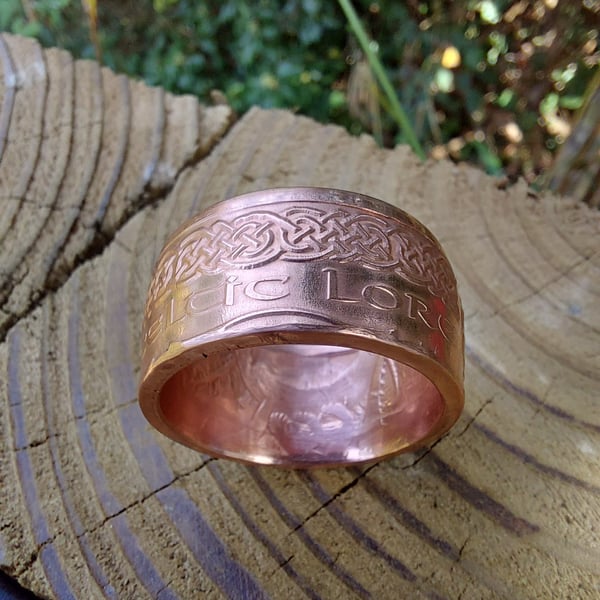 Celtic Lore pure 1oz copper coin ring W Plus Half