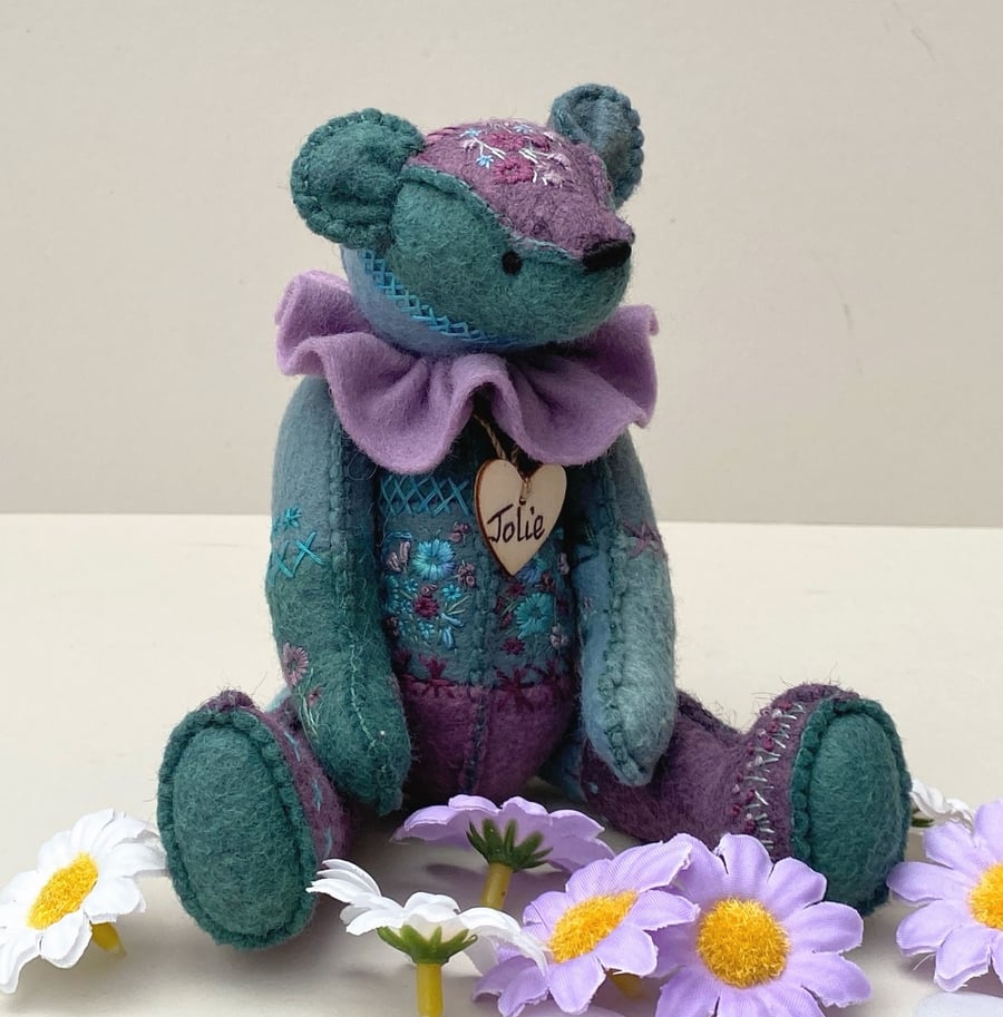 Sold reserved for GB, crazy patchwork artist bear, one of a kind collectable 