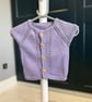 Hand-Knitted Baby Vest with Eyelet Panels – Soft Lavender Purple (6-9m)