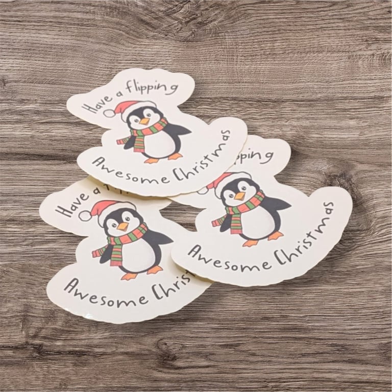 Penguin Sticker Christmas Cute Funny Quote Die Cut Illustrated Sticker 